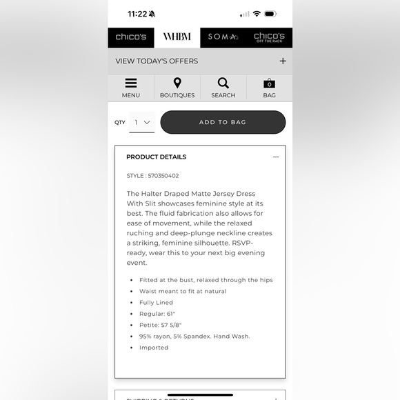 White House Black Market;Halter Draped Matte Jersey Dress With Slit - - Picture 2 of 7